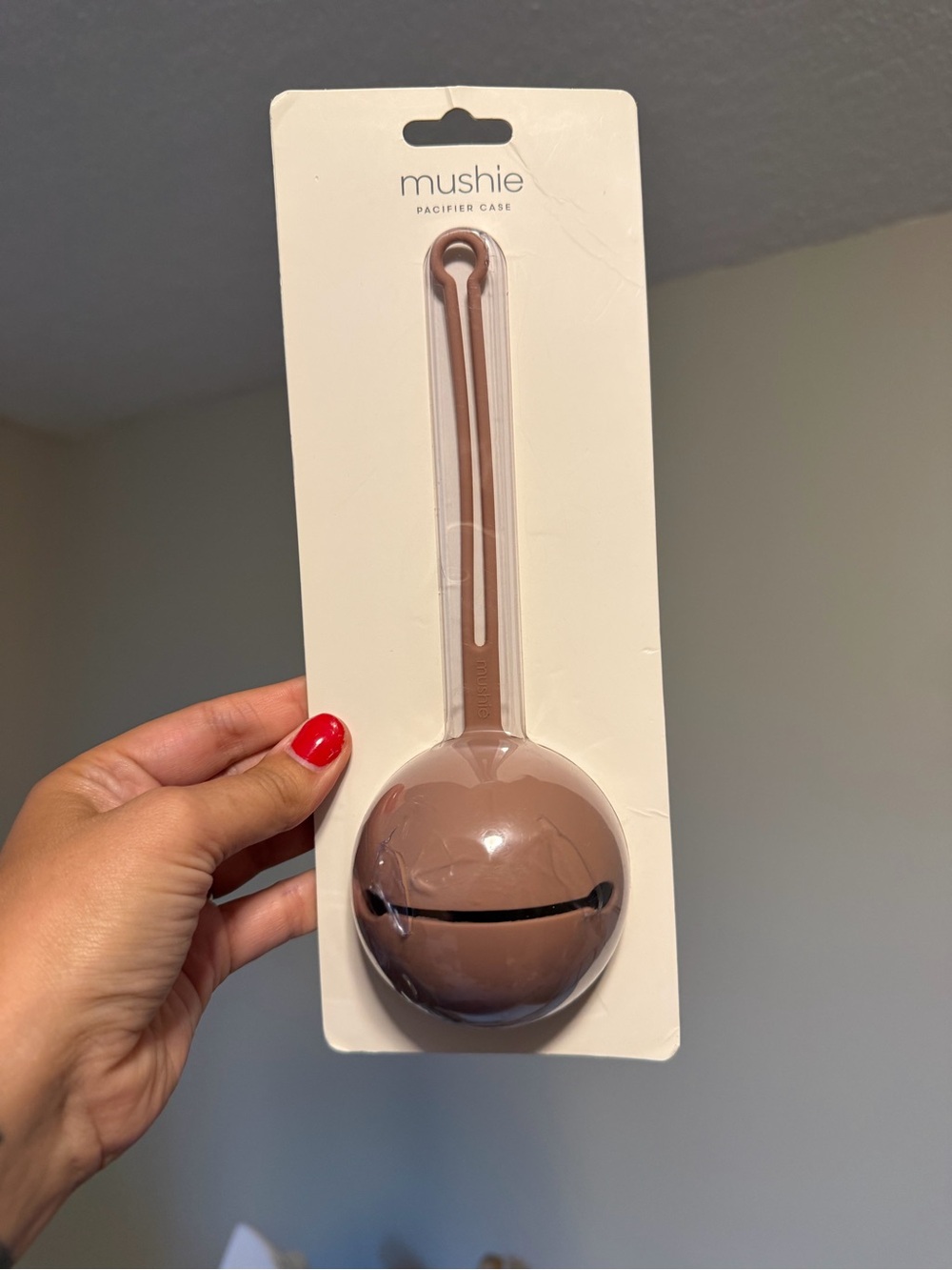mushie Brown Pacifier Case - Portable Silicone Holder